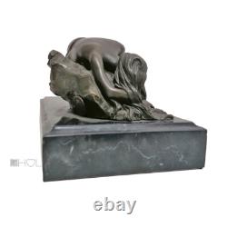 Figurine En Bronze De Style Art Nouveau De Milo, Femme Allongée Sur Marbre, 22Cm