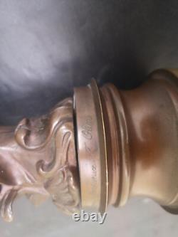 Figurine femme art nouveau bronze patine brune hauteur 28 cms jugendstil 3 kgs