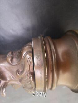 Figurine femme art nouveau bronze patine brune hauteur 28 cms jugendstil 3 kgs