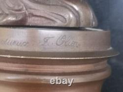 Figurine femme art nouveau bronze patine brune hauteur 28 cms jugendstil 3 kgs