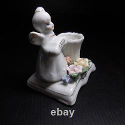 Figurine statue soliflore ange femme fleur barbotine religion art nouveau N7288