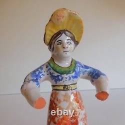Figurine statuette femme terre cuite émail fait main AM Bretagne France N3739