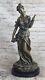Fonte Bronze Sculpture Deak Haut Femme Figuratif Art Nouveau Deco Figurine Solde