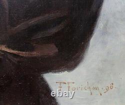François FORICHON, portrait, femme, fleurs, tableau, robe, Art Nouveau