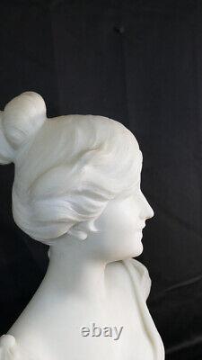 Frères Pugi, Grand Buste De Femme En Marbre Blanc De Carrare, époque Art Nouveau