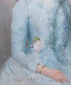 Furcy de Lavault tableau portrait femme Art Nouveau fleurs impressionnisme