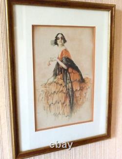 G. CAMPS-SUPERBE LITHOFEMME PAON bel encadrement