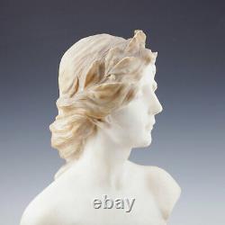 G. Morin Femme Avec Couronne de Laurier Um 1900 Albâtre Blanc Bicolore Buste