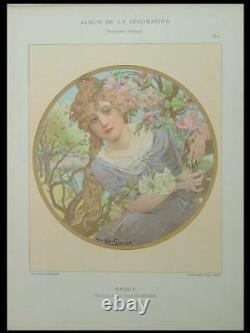 Gaston Gerard, Roses, Femme 1901 Lithographie, Art Nouveau