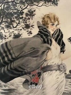 Georges Grellet Gravure Femme A La Jumelle Course Bateau 1900 Art Nouveau G616