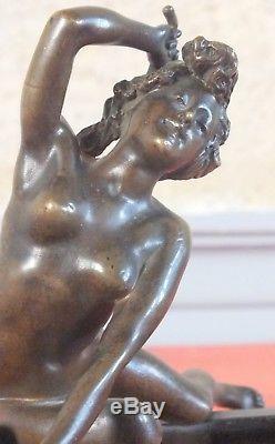 Georges Récipon bronze sculpture femme fer à cheval la chance art nouveau