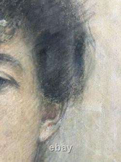 Gouache Portrait d'une Femme Élégante Paris France 1901 Art Nouveau Signée