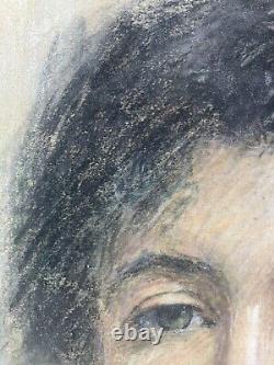 Gouache Portrait d'une Femme Élégante Paris France 1901 Art Nouveau Signée