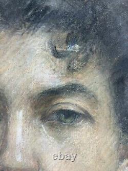Gouache Portrait d'une Femme Élégante Paris France 1901 Art Nouveau Signée
