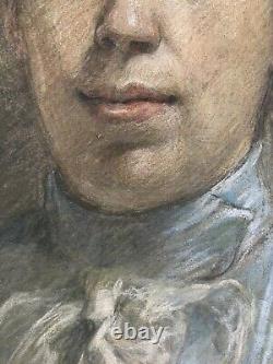 Gouache Portrait d'une Femme Élégante Paris France 1901 Art Nouveau Signée