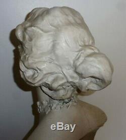 Grand Buste Sculpture Femme Art Nouveau Signe Alfredo Neri Platre Marbre 1905