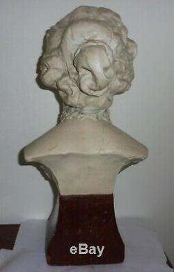 Grand Buste Sculpture Femme Art Nouveau Signe Alfredo Neri Platre Marbre 1905