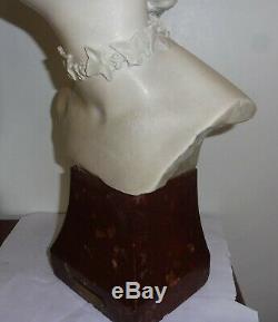 Grand Buste Sculpture Femme Art Nouveau Signe Alfredo Neri Platre Marbre 1905