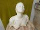 Grand Imposant Buste Femme Plâtre Xxe Style Art Nouveau Art Déco Statue 46 Cm