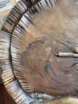 Grand Plateau Bronze Art Nouveau Femme & Enfant Vide Poche Erotique Vers 1900
