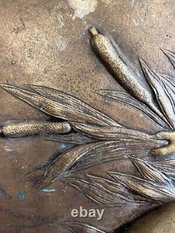 Grand Plateau Bronze Art Nouveau Femme & Enfant Vide Poche Erotique Vers 1900