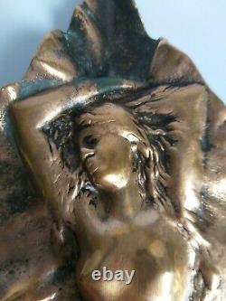Grande Feuille Art Nouveau Bronze Georges Delperier Salon 1900 Femme G2115