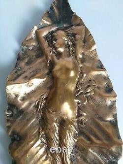 Grande Feuille Art Nouveau Bronze Georges Delperier Salon 1900 Femme G2115