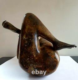 Grande sculpture femme penseuse assise, bronze authentique, signé Pierre Chenet