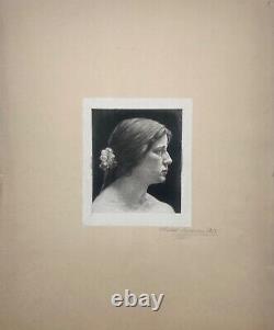 Gravure À L'Eau-forte 1903 Art Nouveau Portrait Une Femme Cilius Andersen