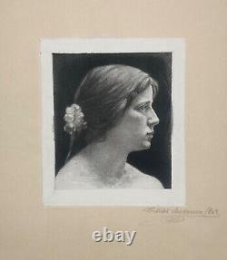 Gravure À L'Eau-forte 1903 Art Nouveau Portrait Une Femme Cilius Andersen
