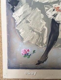 Gravure Art Nouveau Jacques Wély Portrait Femme Danseuse French Cancan Rose