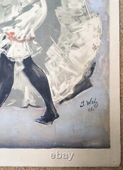 Gravure Art Nouveau Jacques Wély Portrait Femme Danseuse French Cancan Rose