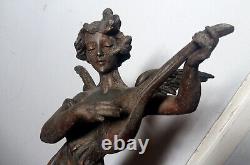 HORLOGE regule SAMUEL MARTI art nouveau 1900 statue FEMME ailée MUSE mandoline