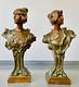 Hans Müller Paire De Bustes De Femme Sculpture Bronze Art Nouveau Jugendstil