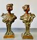 Hans Müller Paire De Bustes De Femme Sculpture Bronze Art Nouveau Jugendstil
