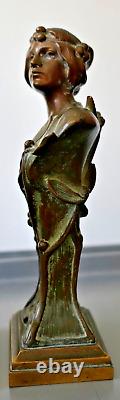 Hans Müller Paire de Bustes de Femme Sculpture Bronze Art Nouveau Jugendstil