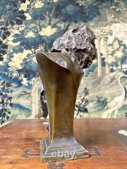 Henri Peinte buste de femme d'époque Art Nouveau en bronze