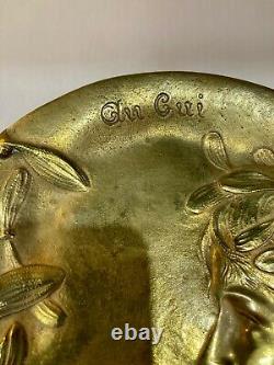 Henryk KOSSOWSKI. Art Nouveau. Vide poche en bronze, femme. Au Gui