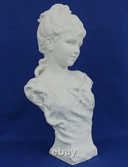 Hyppolyte MOREAU Buste Jeune Femme en Biscuit Porcelaine Art Nouveau ca 1900