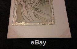 Illustrateur Alphonse Mucha 1898 cpa femme a la harpe art nouveau old postcard