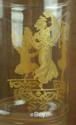 Important Vase Art Nouveau Verre Gravé Emaillé A L'or Decor De Femmes Baccarat