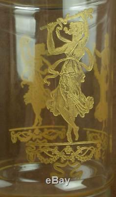 Important Vase Art Nouveau Verre Gravé Emaillé A L'or Decor De Femmes Baccarat