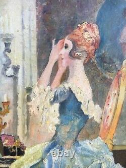 Inconnu Symbolist Art Nouveau Femme dans La Garde-Robe Commode de Coiffure 61x41