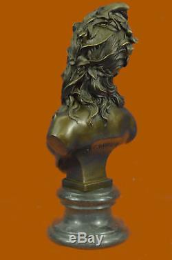 Incroyable Style Art Nouveau Bronze Buste Femelle Fille Femme Signée B. Carrier