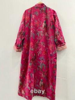 Indien Velours Kimono Rose Oiseau Kimono Robe Mariage Pyjama Robe Maxi Robe UK