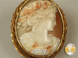 Intaille Bijoux Pendentif Coquille 14 Carat Or Art Nouveau Antique Femmes