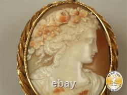 Intaille Bijoux Pendentif Coquille 14 Carat Or Art Nouveau Antique Femmes