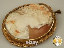 Intaille Bijoux Pendentif Coquille 14 Carat Or Art Nouveau Antique Femmes