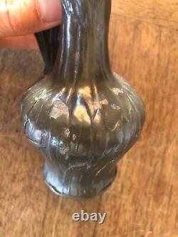 JOLI PETIT SOLIFLORE EN ÉTAIN, ANSE FEMME NUE, ART NOUVEAU signé C de FRANOZ
