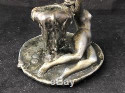 JOUANT Jules 1860 1921 La Captive Femme Libellule Nue Bougeoir Art Nouveau